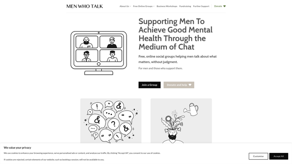 Screenshot of the Men Who Talk website