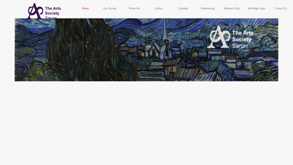 Screenshot of the The Arts Society Sarum website