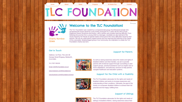 Screenshot of the Tlc Foundation website