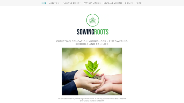 Screenshot of the Sowing Roots website