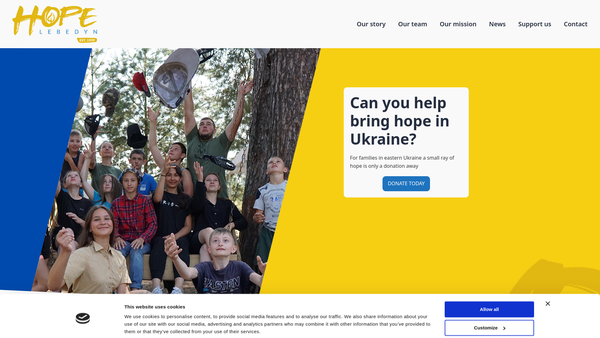 Screenshot of the Hope Lebedyn website