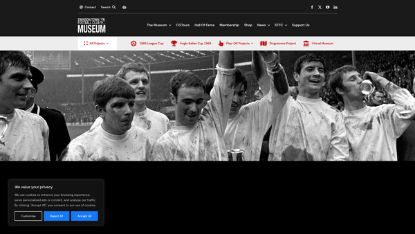 Screenshot of the Swindon Town Football Club Museum website