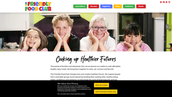 Screenshot of the The Friendly Food Club website