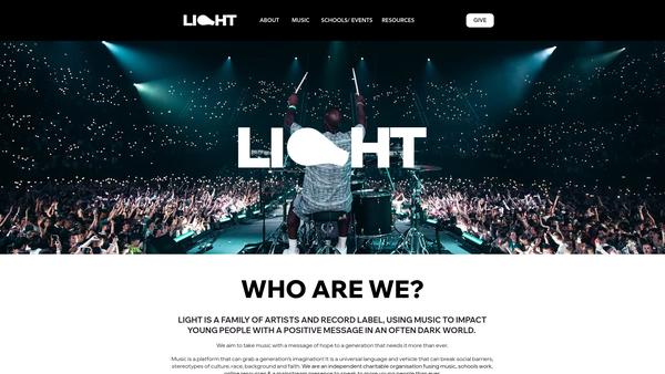 Screenshot of the Light website