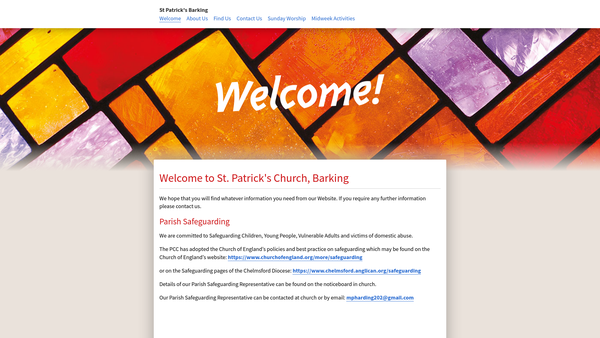 Screenshot of the St Patrick's Church Barking website