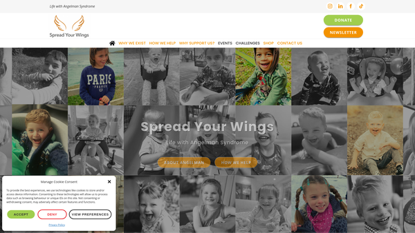 Screenshot of the Spread Your Wings website
