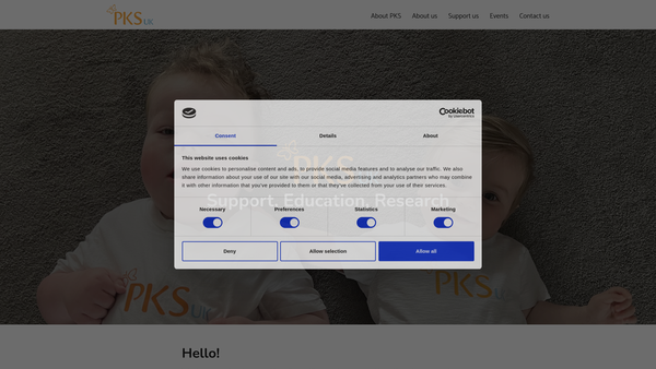 Screenshot of the Pallister-Killian Syndrome UK website