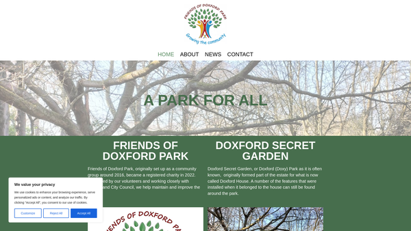 Screenshot of the Friends Of Doxford Park website