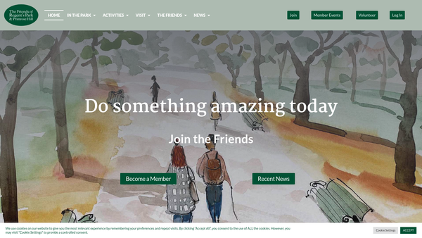 Screenshot of the Friends Of Regents Park And Primrose Hill website