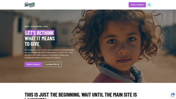 Screenshot of the Rethink Charity website