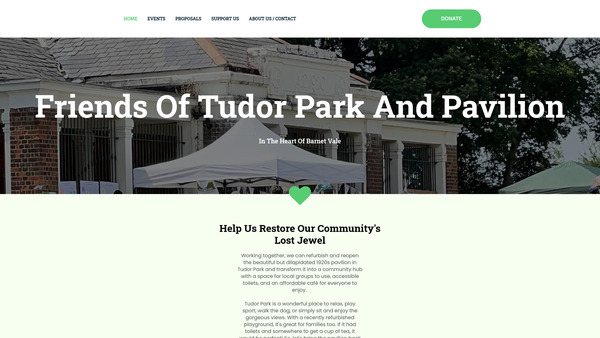 Screenshot of the Friends Of Tudor Park And Pavilion website