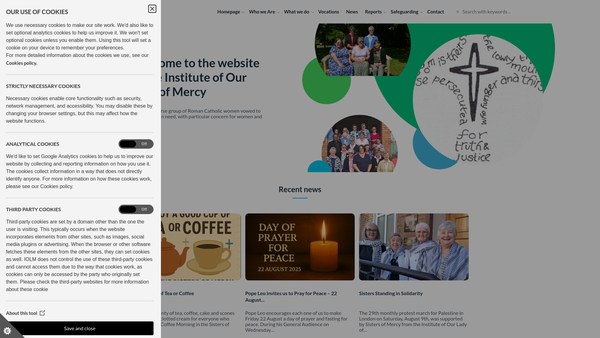 Screenshot of the Institute Of Our Lady Of Mercy CIO website
