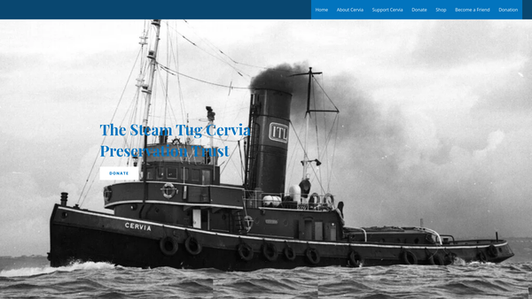 Screenshot of the The Steam Tug Cervia Preservation Trust website