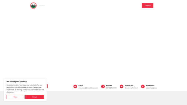 Screenshot of the Blood Bikes Wales website