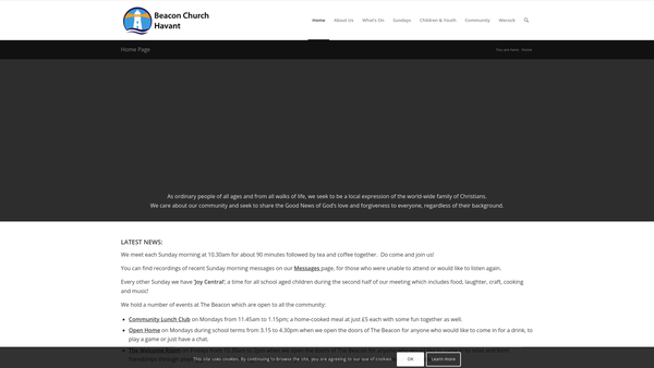 Screenshot of the Beacon Church Havant website