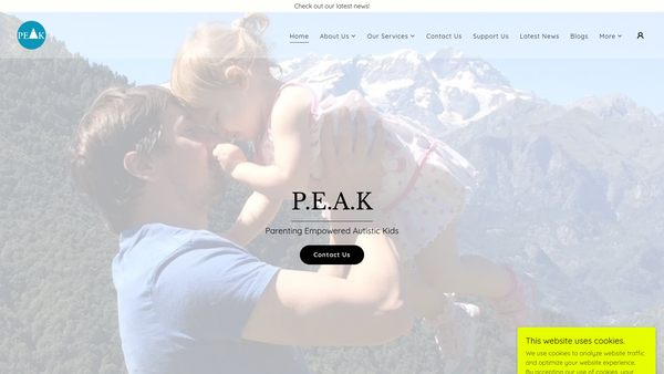 Screenshot of the P.e.a.k (Parenting Empowered Autistic Kids) website