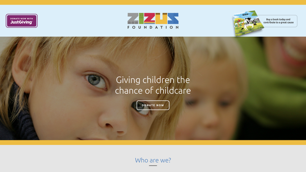 Screenshot of the The Zizu's Foundation website