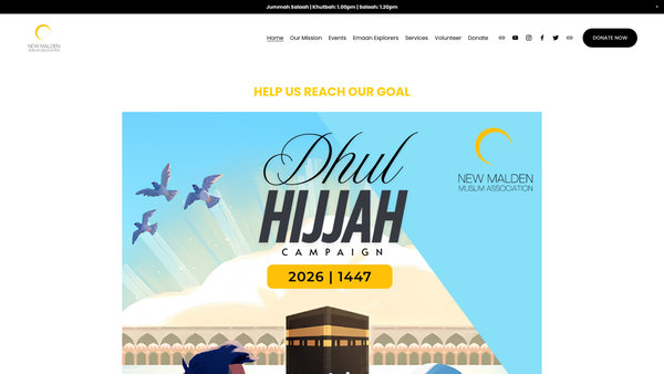 Screenshot of the New Malden Muslim Association website