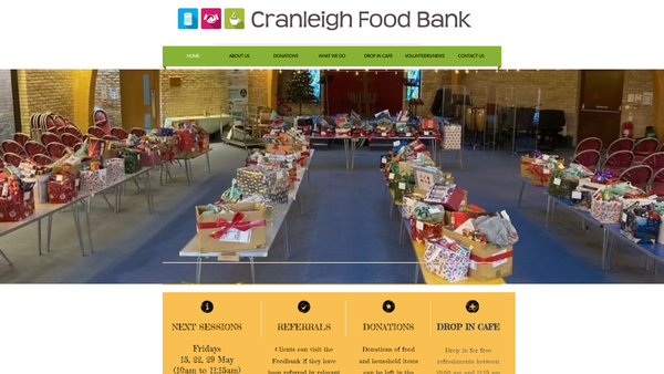 Screenshot of the Cranleigh Foodbank website