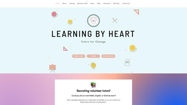 Screenshot of the Learning By Heart website