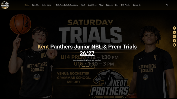Screenshot of the Kent Panthers Foundation website