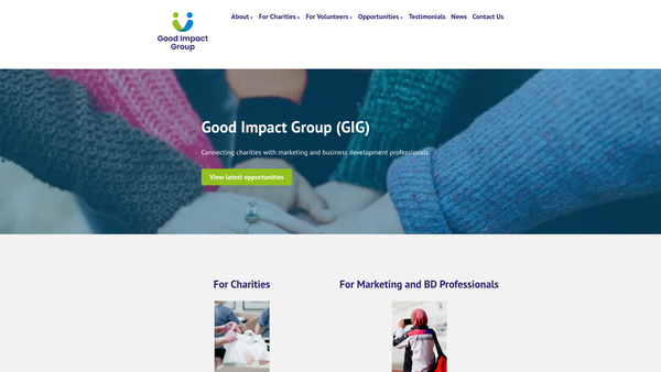 Screenshot of the Good Impact Group (Gig) website