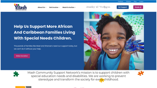 Screenshot of the Mash Community Support Network website