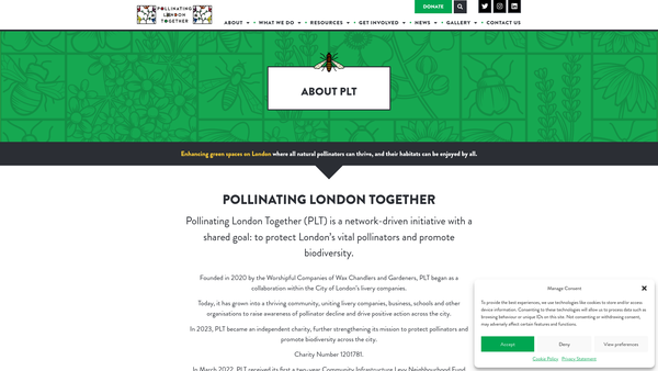 Screenshot of the Pollinating London Together website