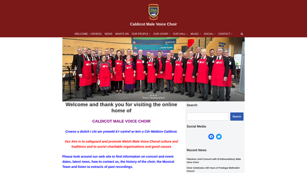 Screenshot of the The Caldicot Male Voice Choir website