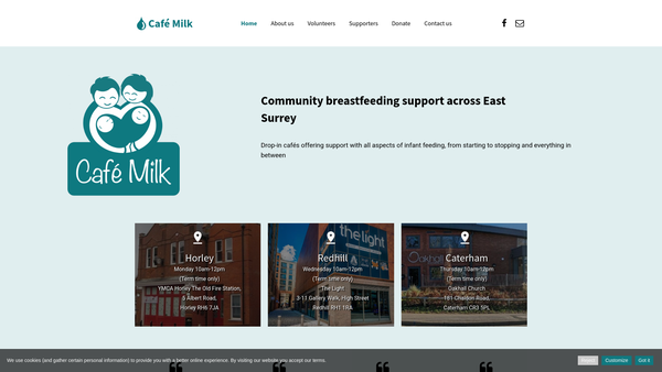 Screenshot of the Cafe Milk CIO website