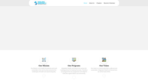 Screenshot of the Healing Humanity International website