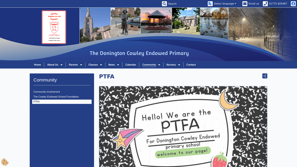 Screenshot of the Donington Cowley PTFA website