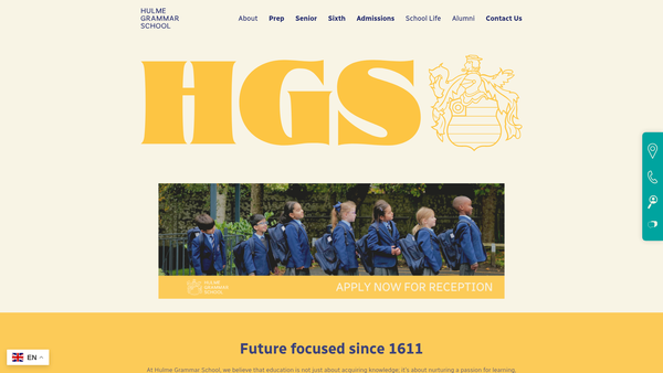 Screenshot of the Hulme Grammar School website