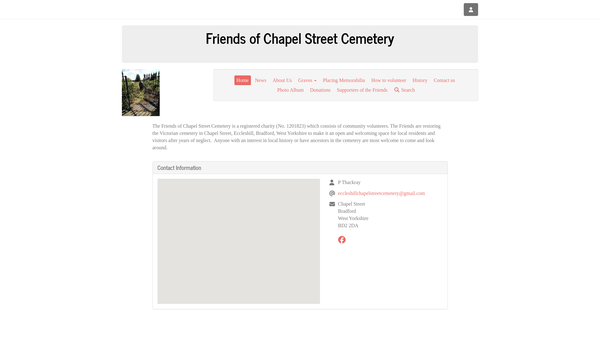Screenshot of the Friends Of Chapel Street Cemetery website