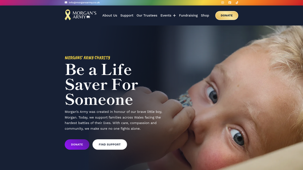 Screenshot of the Morgan's Army Charitable Foundation website