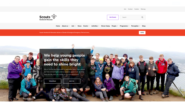 Screenshot of the 1st Bromsgrove Otters Scout Group website