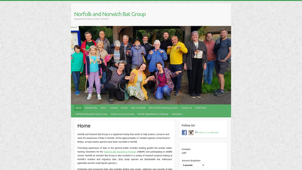 Screenshot of the Norfolk And Norwich Bat Group website