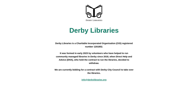 Screenshot of the Derby Libraries website