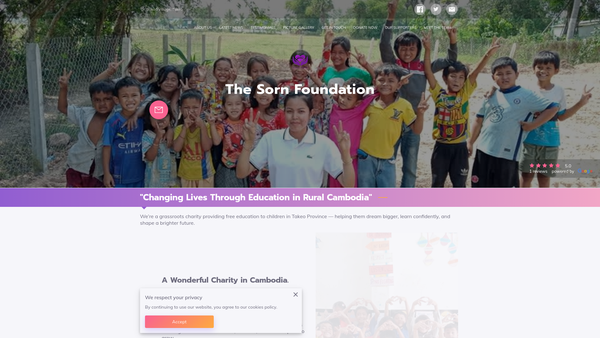 Screenshot of the The Sorn Foundation website