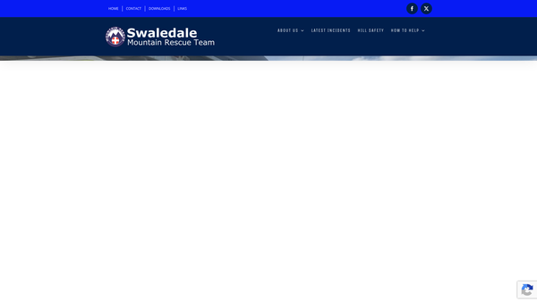 Screenshot of the Swaledale Mountain Rescue Team website