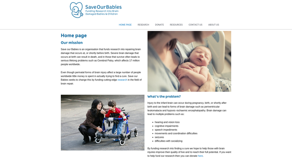 Screenshot of the Save Our Babies website
