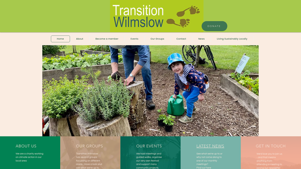 Screenshot of the Transition Wilmslow website