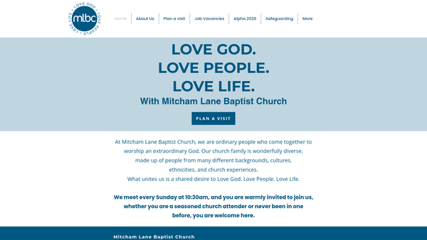 Screenshot of the David and Jeannie Chambers Charity for Mitcham Lane Baptist Church Charitable Incorporated Organisation website