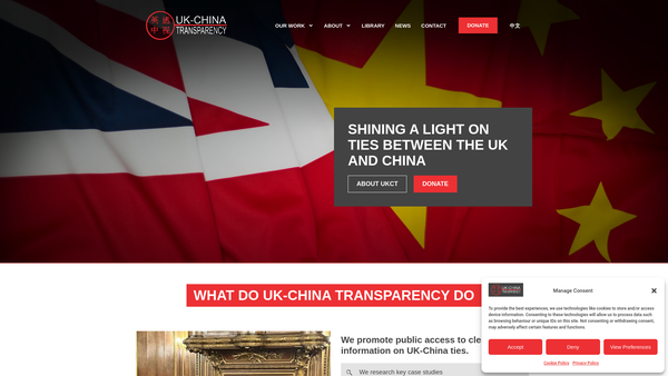 Screenshot of the Uk-China Transparency website