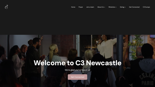 Screenshot of the C3 Newcastle website