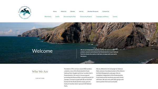 Screenshot of the Friends Of Pembrokeshire Coast National Park website