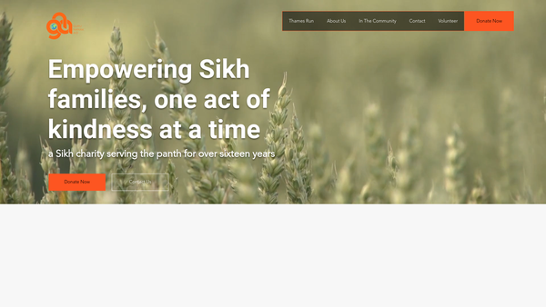 Screenshot of the Guru Nanak Aid website