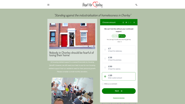 Screenshot of the Heart For Chorley website