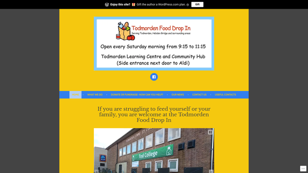 Screenshot of the Todmorden Food Drop In website