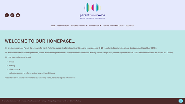 Screenshot of the Parent Carer Voice North Yorkshire website